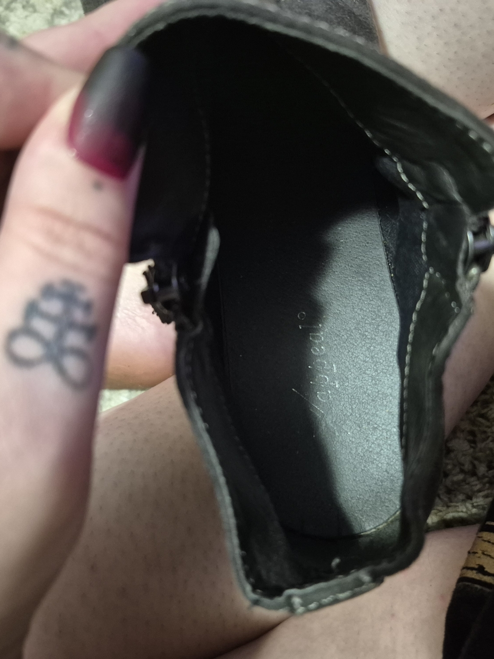 Black Suede Ankle Boots with Side Zipper - Picture 3 of 4
